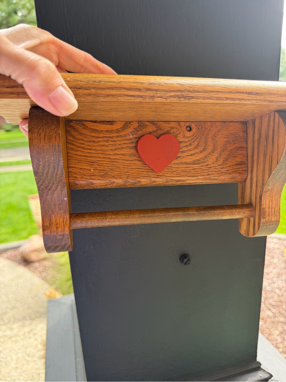 Vintage Oak Wood Walk Shelf Heart Accent Lower Dowel